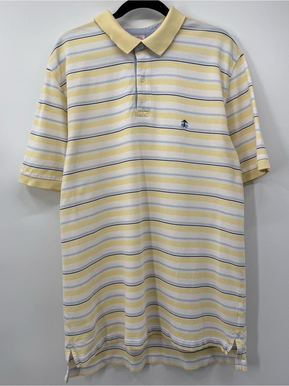 Brooks Brothers Yellow, White & Navy Striped Polo